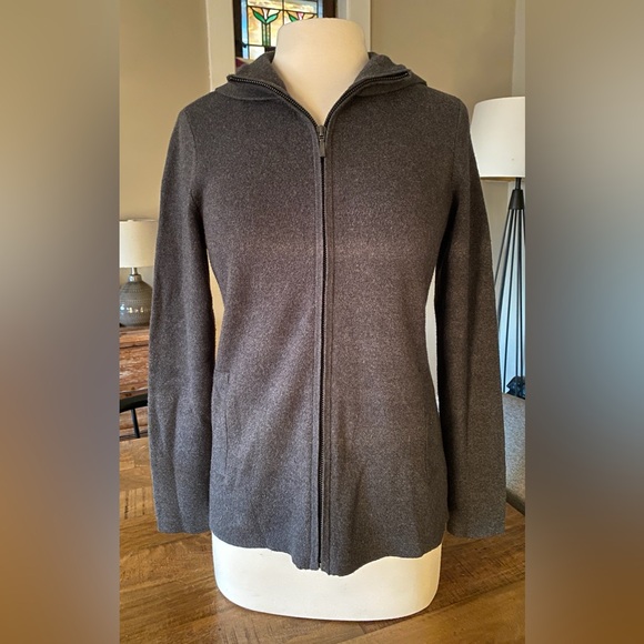 Cynthia Rowley Charcoal Gray Grey Knit Full Zip Hooded Cardigan Sweater Jacket S - Picture 7 of 16